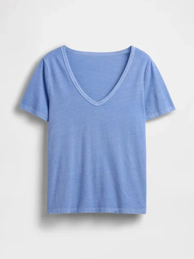 V-hals T-shirt van biologisch katoen (Vintagesoft)