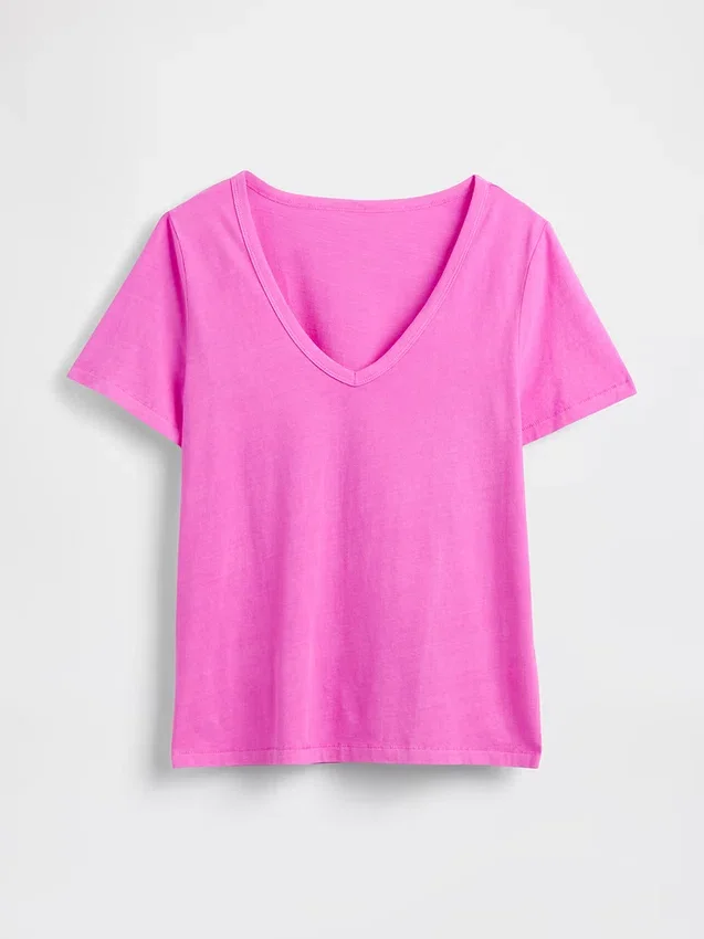 V-hals T-shirt van biologisch katoen (Vintagesoft)