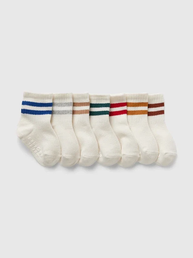 Varsity-gestreepte kwartsokken voor Baby & Peuter (7-pack)