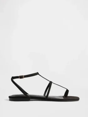 Vegan suède sandalen met T-band