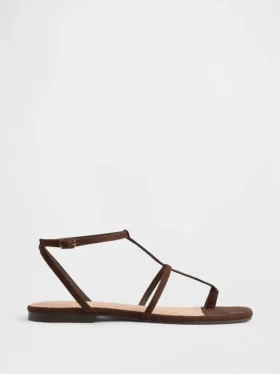 Vegan suède sandalen met T-band