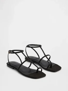 Vegan suède sandalen met T-band