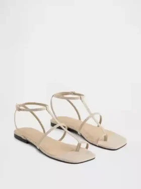 Vegan suède sandalen met T-band
