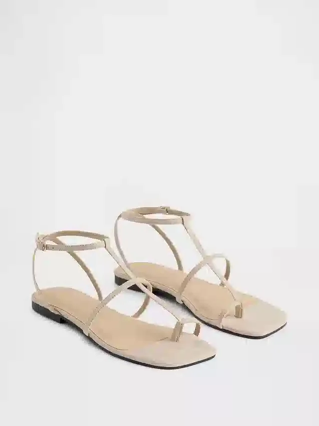 Vegan suède sandalen met T-band
