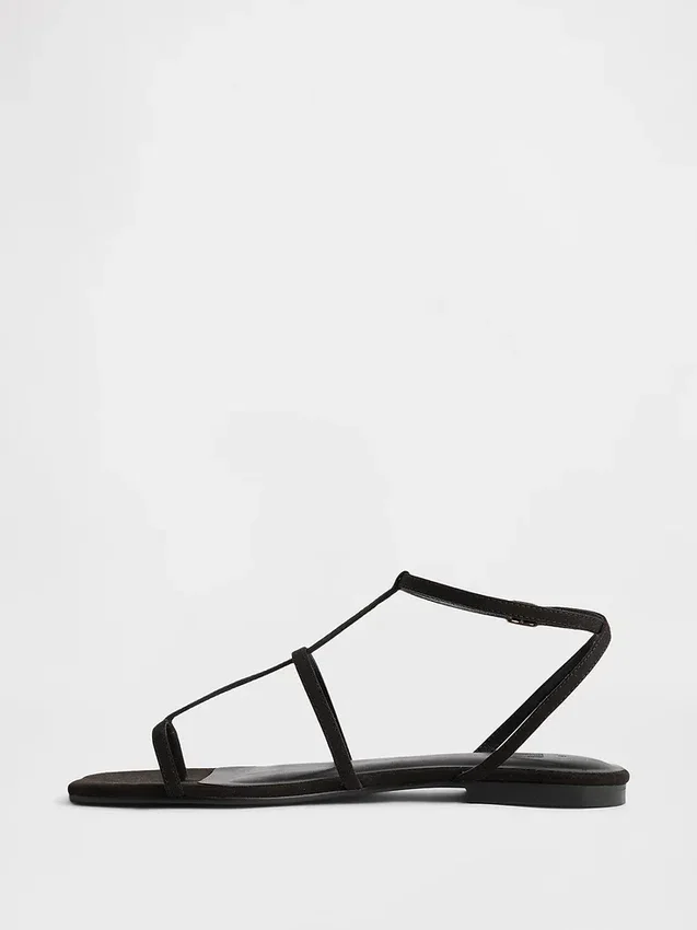 Vegan suède sandalen met T-band