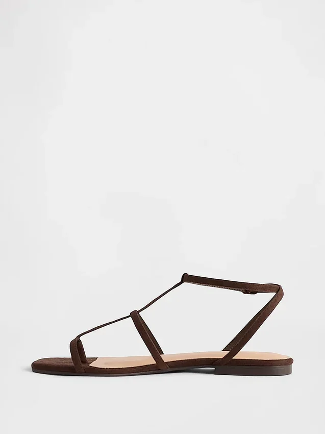 Vegan suède sandalen met T-band
