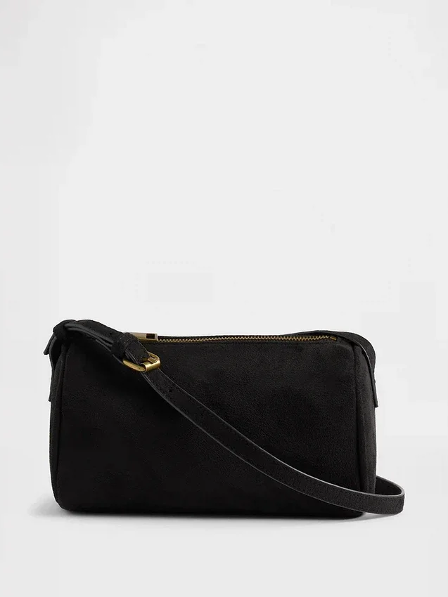 Vegan suède tonvormige tas