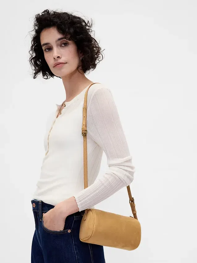 Vegan suède tonvormige tas