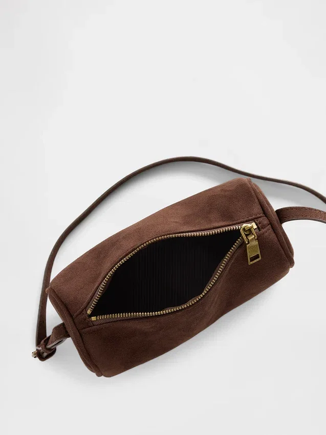 Vegan suède tonvormige tas