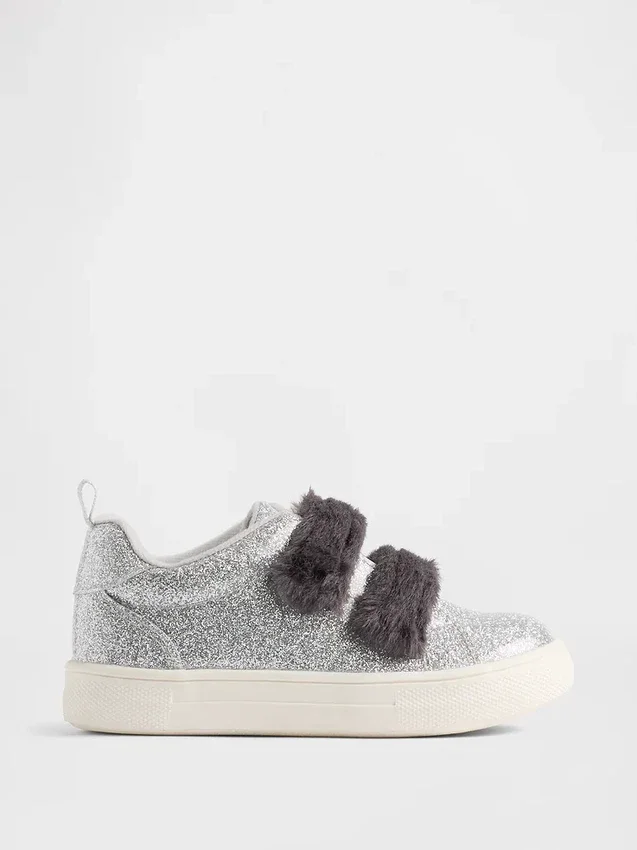 Veganistische glitter-sneakers met bont voor peuters