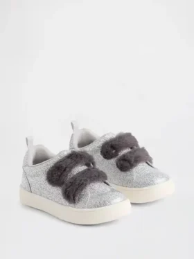 Veganistische glitter-sneakers met bont voor peuters