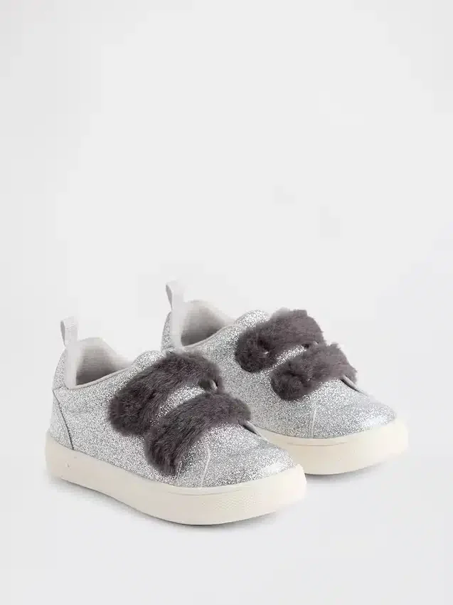 Veganistische glitter-sneakers met bont voor peuters