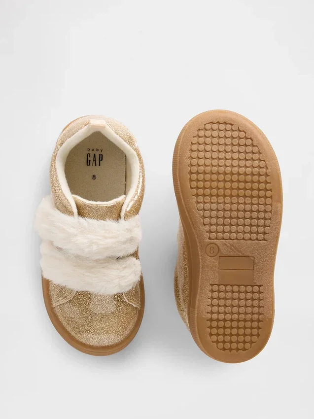 Veganistische glitter-sneakers met bont voor peuters