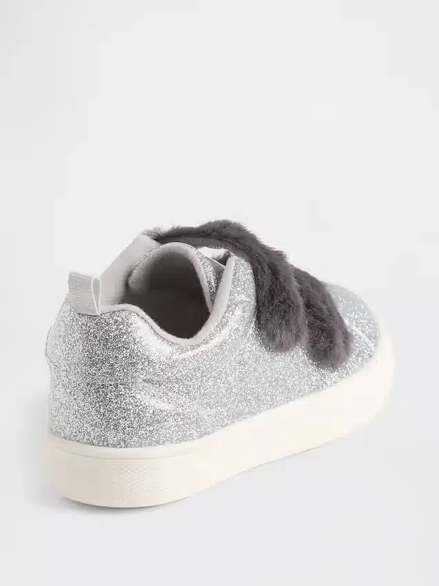 Veganistische glitter-sneakers met bont voor peuters