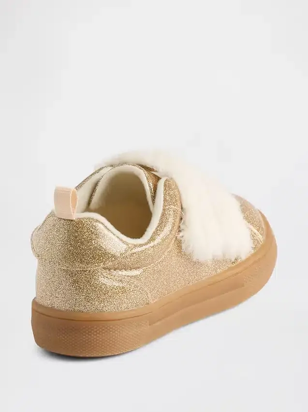 Veganistische glitter-sneakers met bont voor peuters