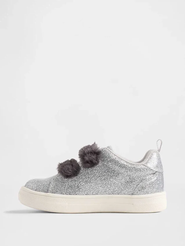 Veganistische glitter-sneakers met bont voor peuters