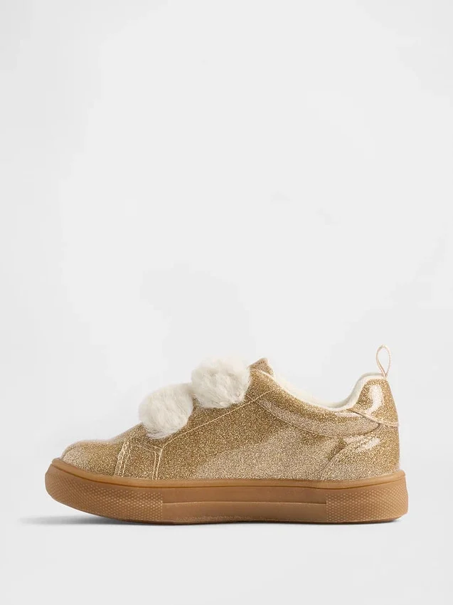 Veganistische glitter-sneakers met bont voor peuters