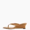 Veganistische leren sandalen met sleehak en teenslipper