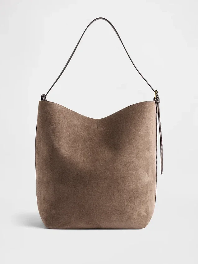 Veganistische suède bucketbag