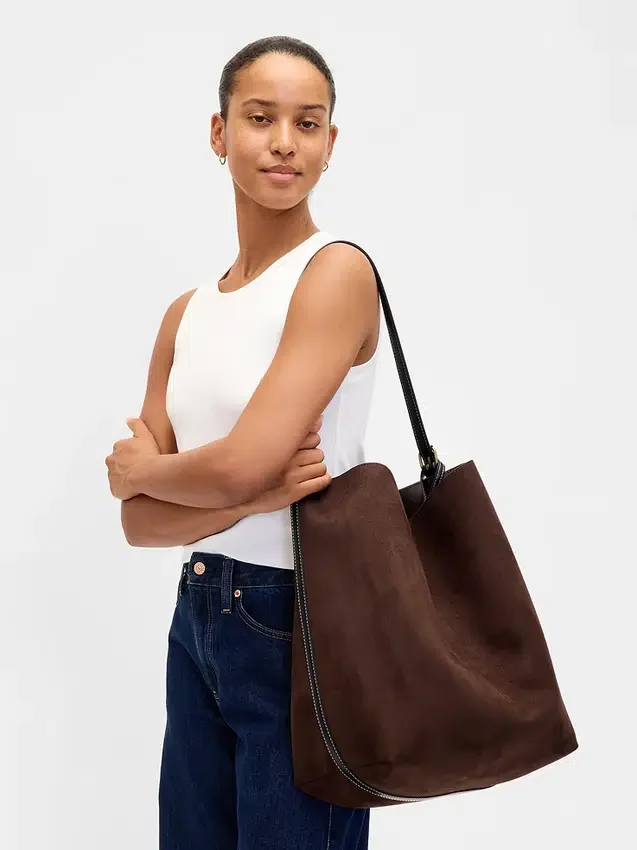 Veganistische suède bucketbag