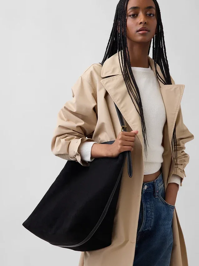 Veganistische suède bucketbag