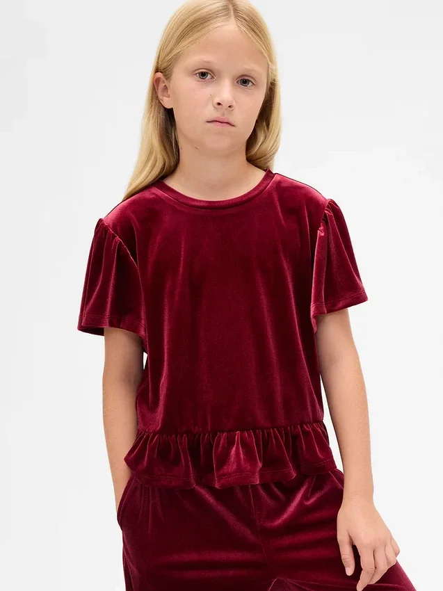 Velours peplumtop voor kinderen