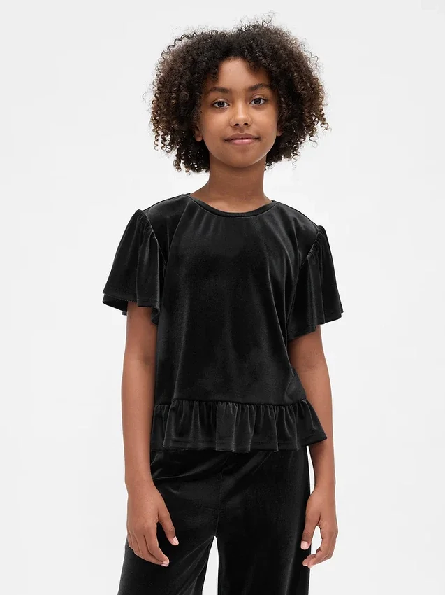 Velours peplumtop voor kinderen