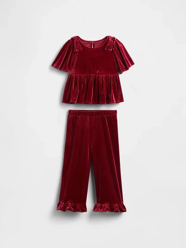Velours setje met ruches voor Baby & Peuter