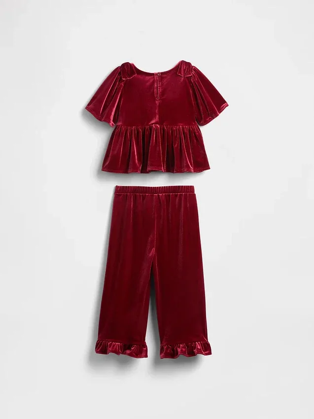 Velours setje met ruches voor Baby & Peuter