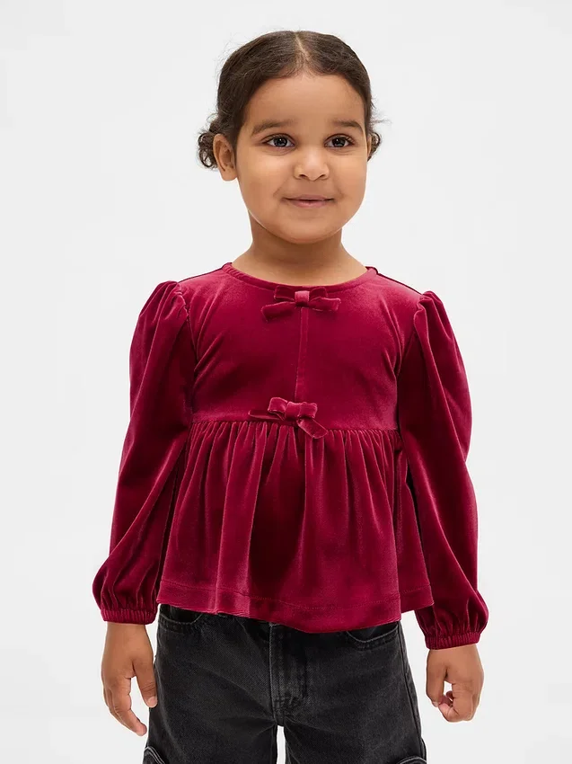 Velours topje met strik voor Baby & Peuter