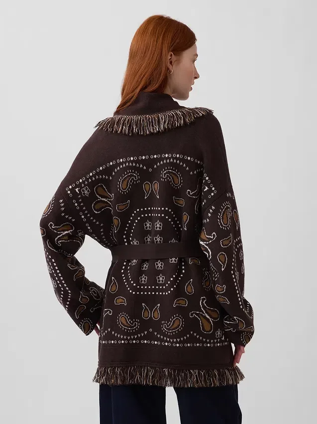 Vest met franjes en sjaalvorm, van katoenmix