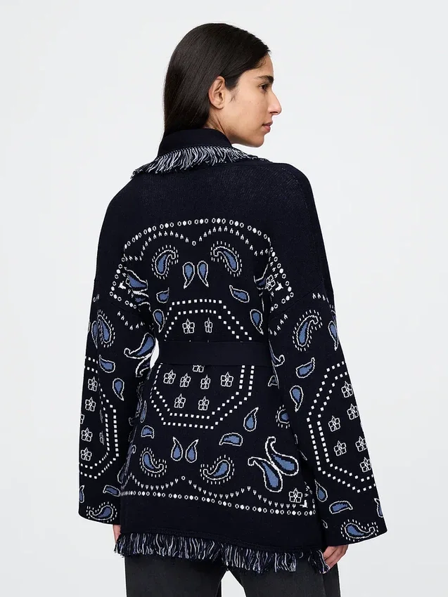 Vest met franjes en sjaalvorm, van katoenmix