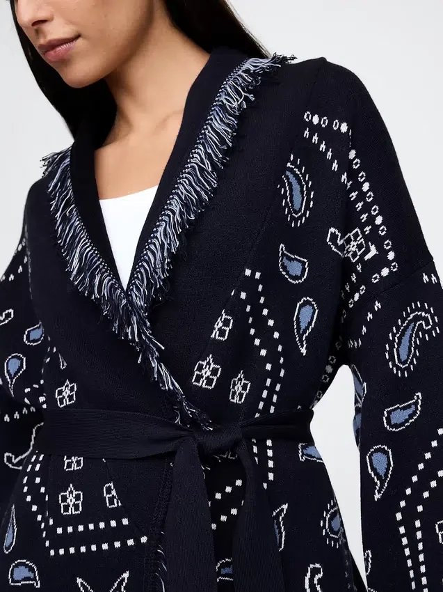 Vest met franjes en sjaalvorm, van katoenmix