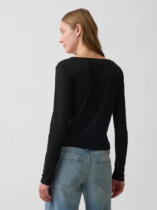 Vest met strik aan de voorkant van linnenmix