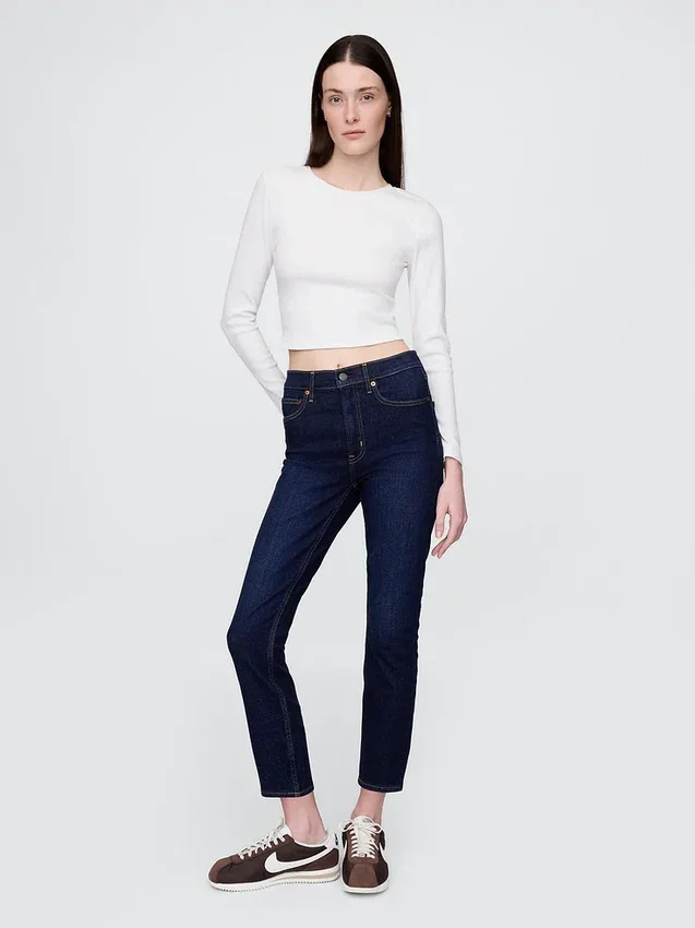 Vintage slim-fit jeans met hoge taille