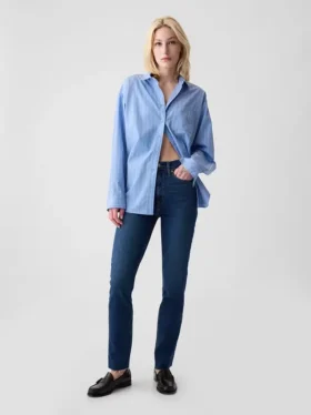 Vintage slim-fit jeans met hoge taille