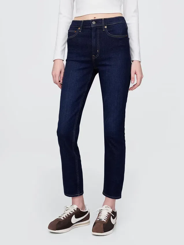 Vintage slim-fit jeans met hoge taille