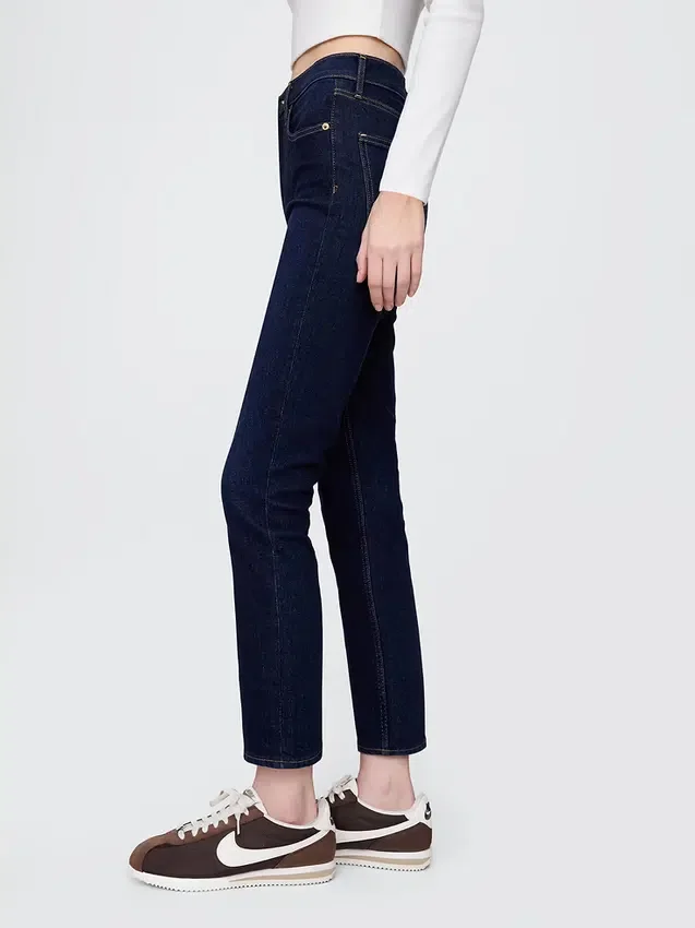 Vintage slim-fit jeans met hoge taille
