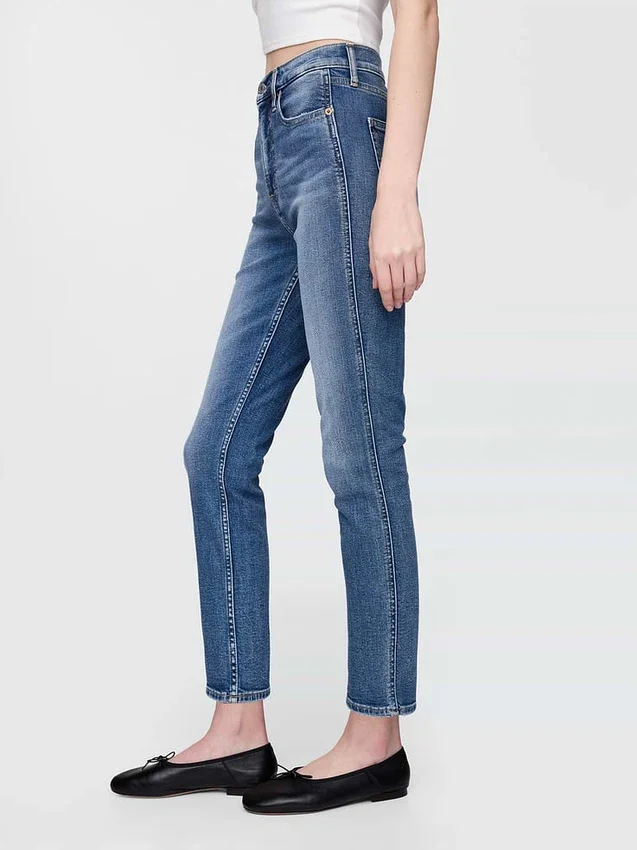 Vintage slim-fit jeans met hoge taille