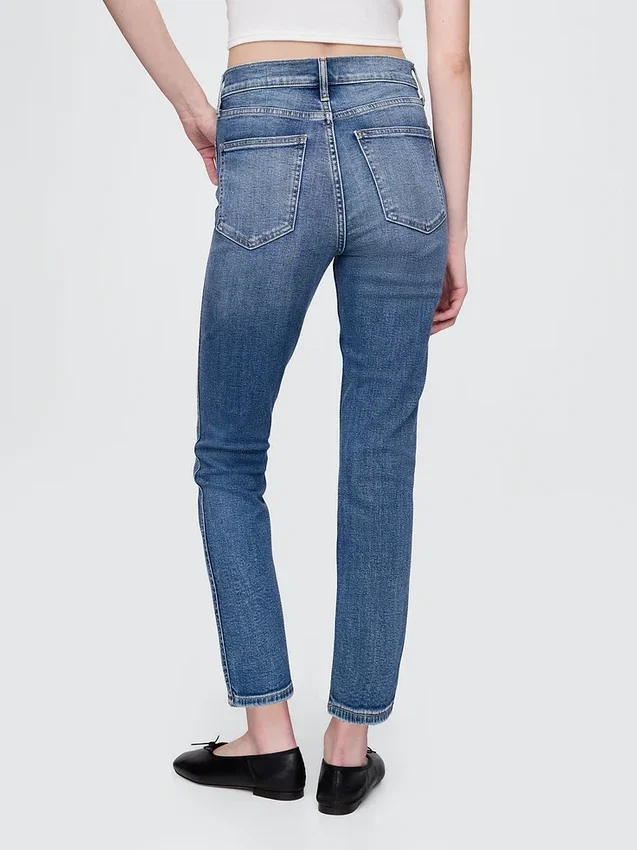 Vintage slim-fit jeans met hoge taille