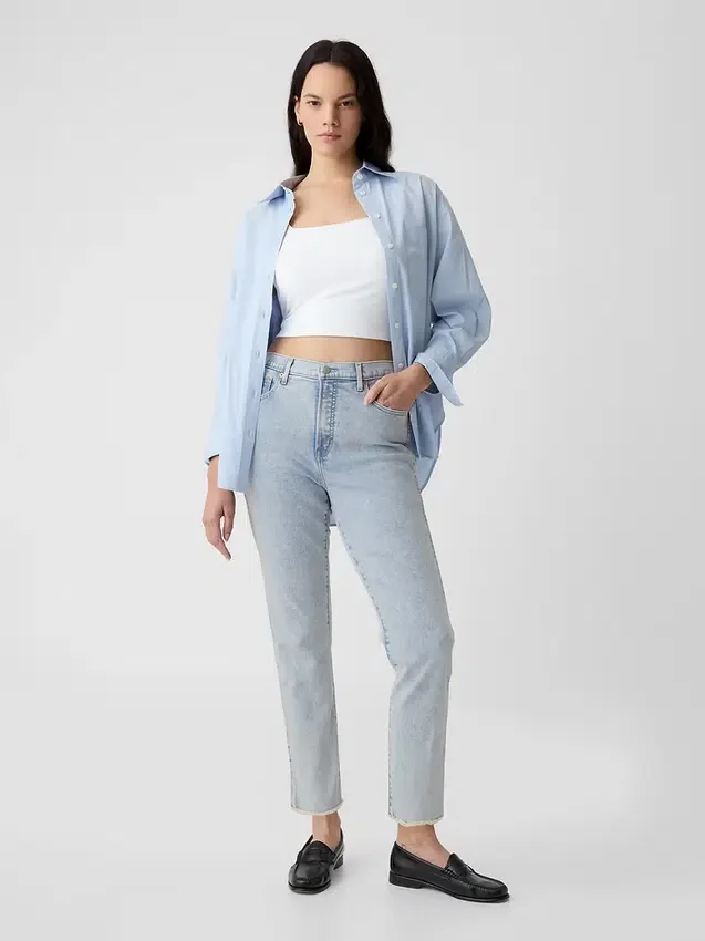 Vintage slim-fit jeans met hoge taille