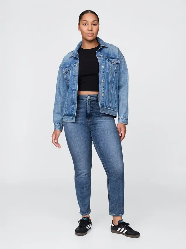 Vintage slim-fit jeans met hoge taille