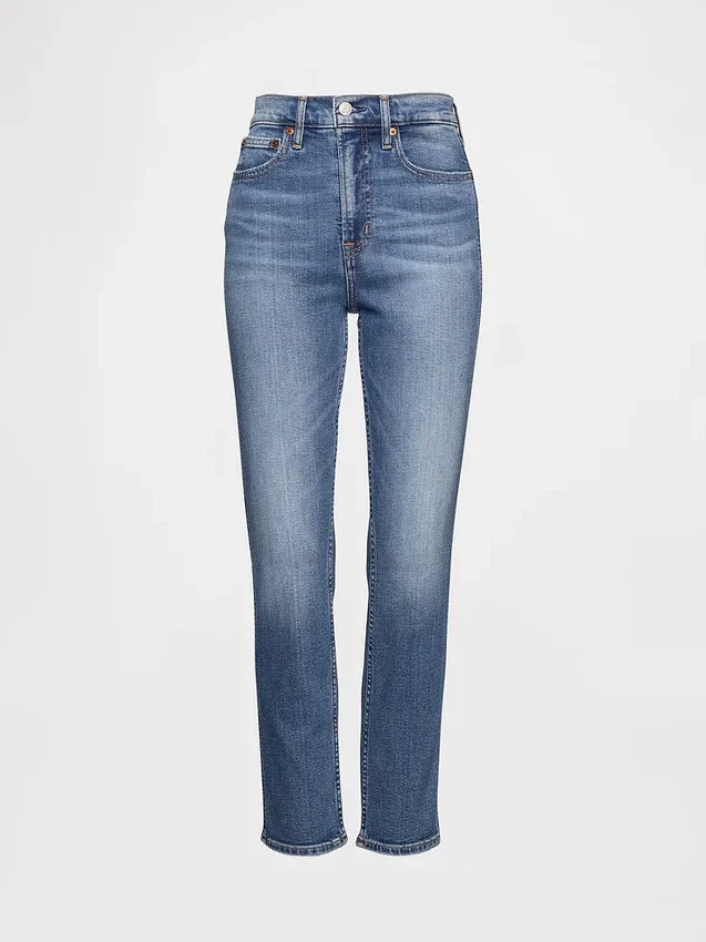 Vintage slim-fit jeans met hoge taille
