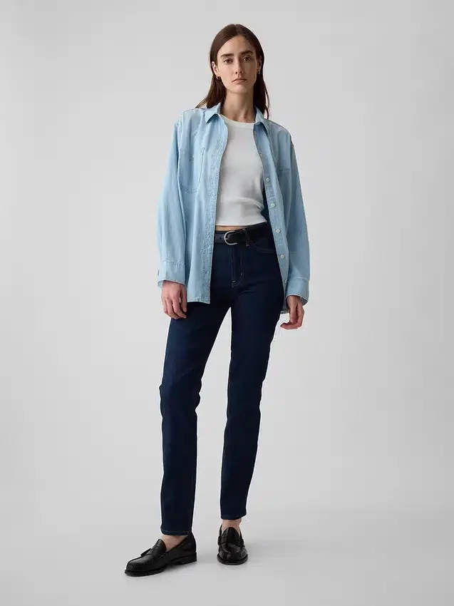 Vintage slim-fit jeans met middelhoge taille
