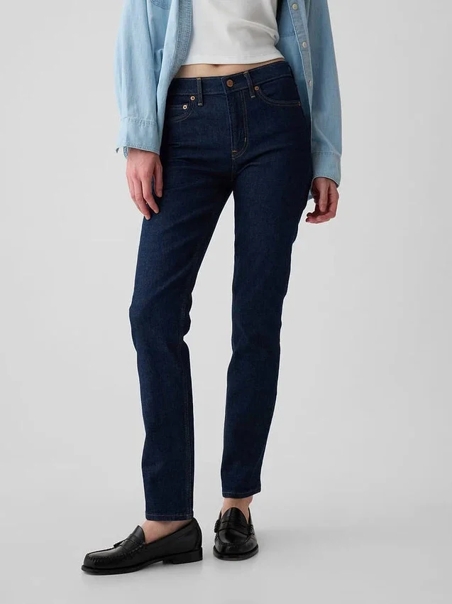 Vintage slim-fit jeans met middelhoge taille