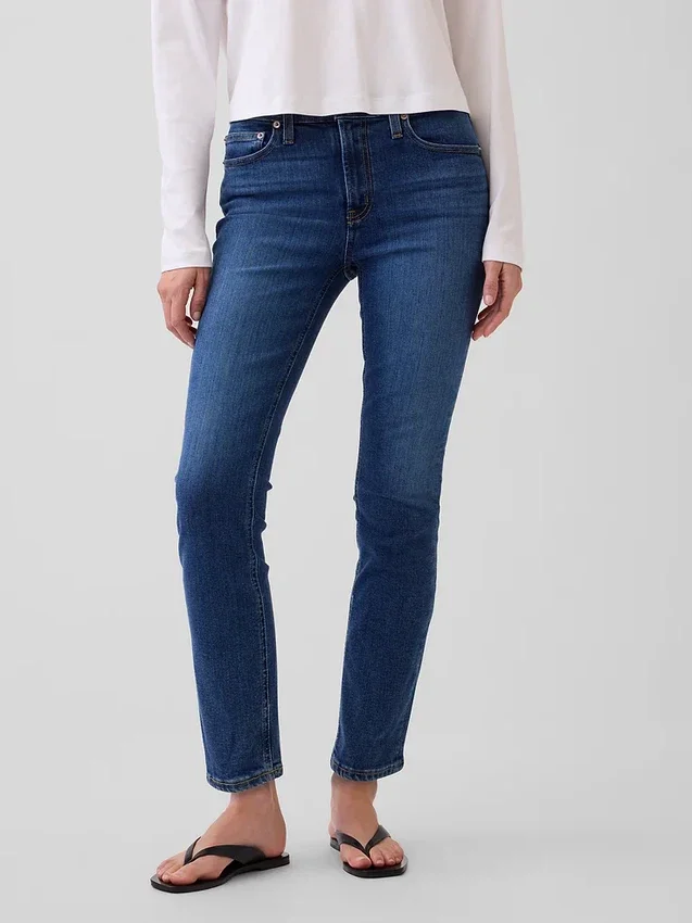 Vintage slim-fit jeans met middelhoge taille