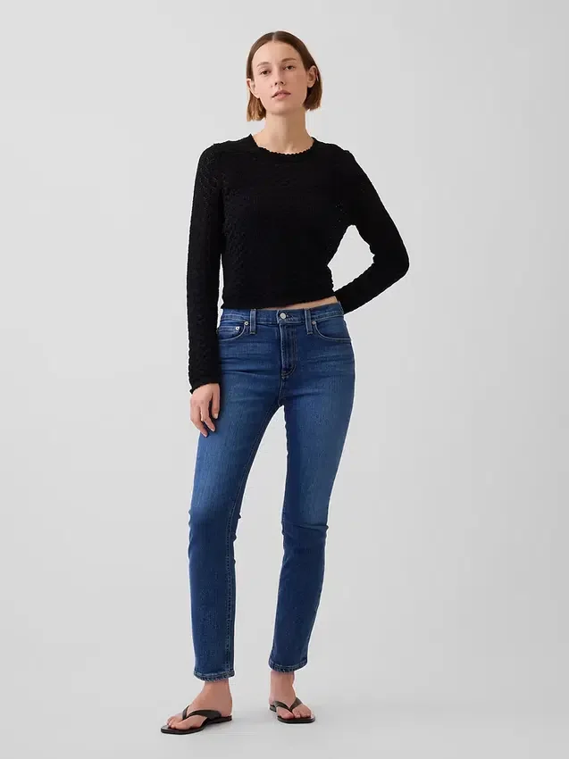 Vintage slim-fit jeans met middelhoge taille