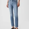 Vintage slim-fit Jeans met split aan de zoom en middelhoge taille