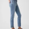 Vintage slim-fit Jeans met split aan de zoom en middelhoge taille