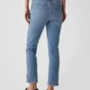 Vintage slim-fit Jeans met split aan de zoom en middelhoge taille